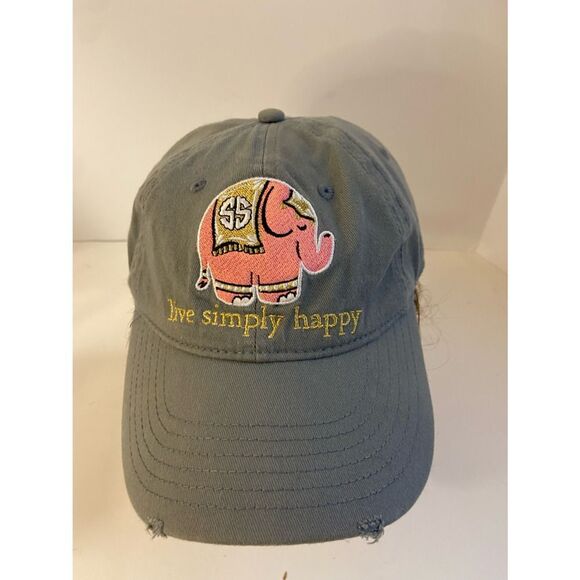 Simply Southern gray distressed live simply happy elephant os baseball cap hat - Picture 1 of 3
